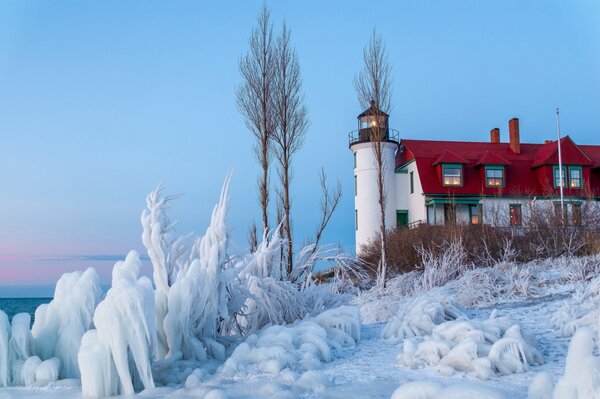 Azure sky in snowy beauty