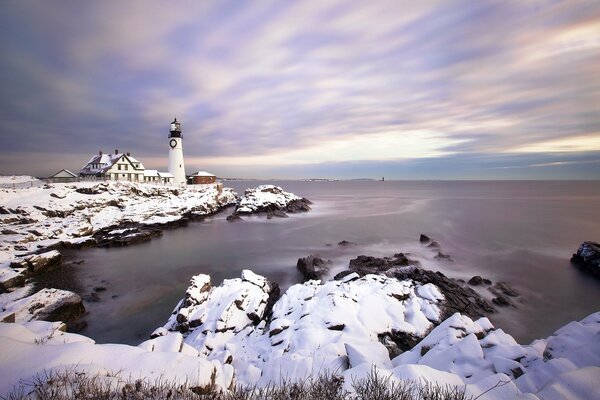 Beautiful seascape with a lighthouse