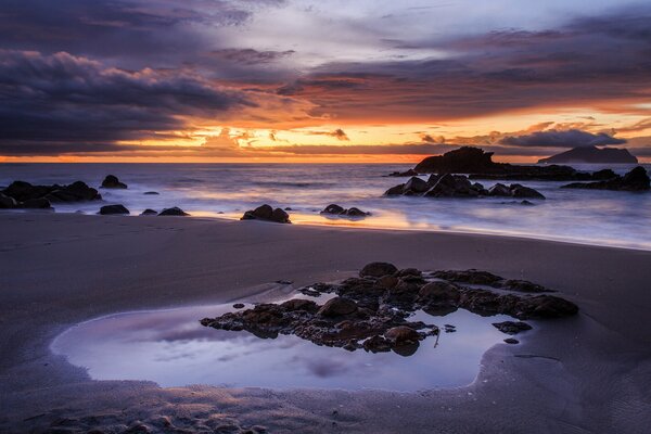 Sunset landscape ocean shore