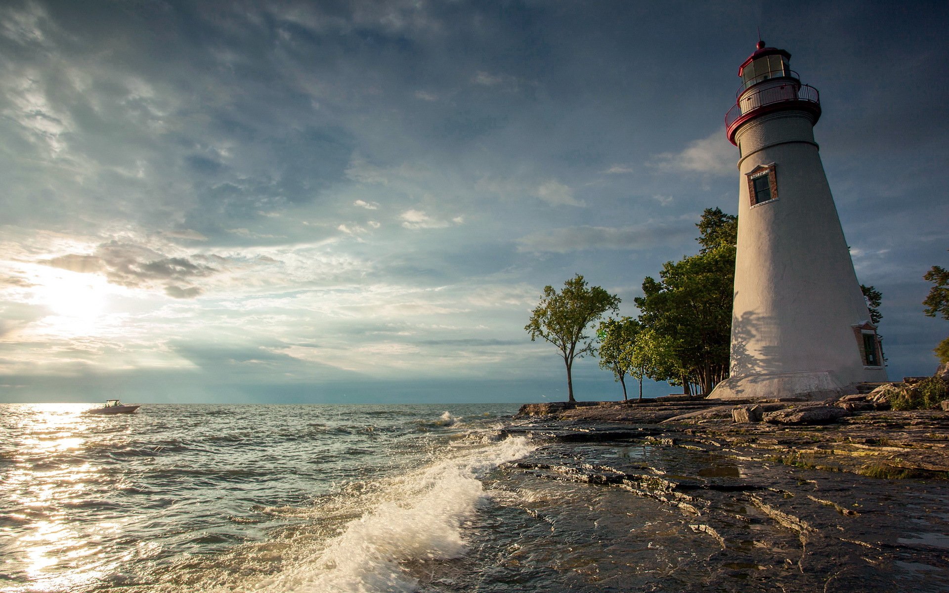 morgen meer leuchtturm landschaft