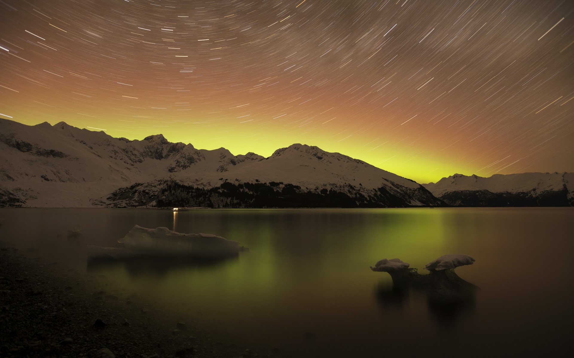 lago montagna notte natura paesaggio