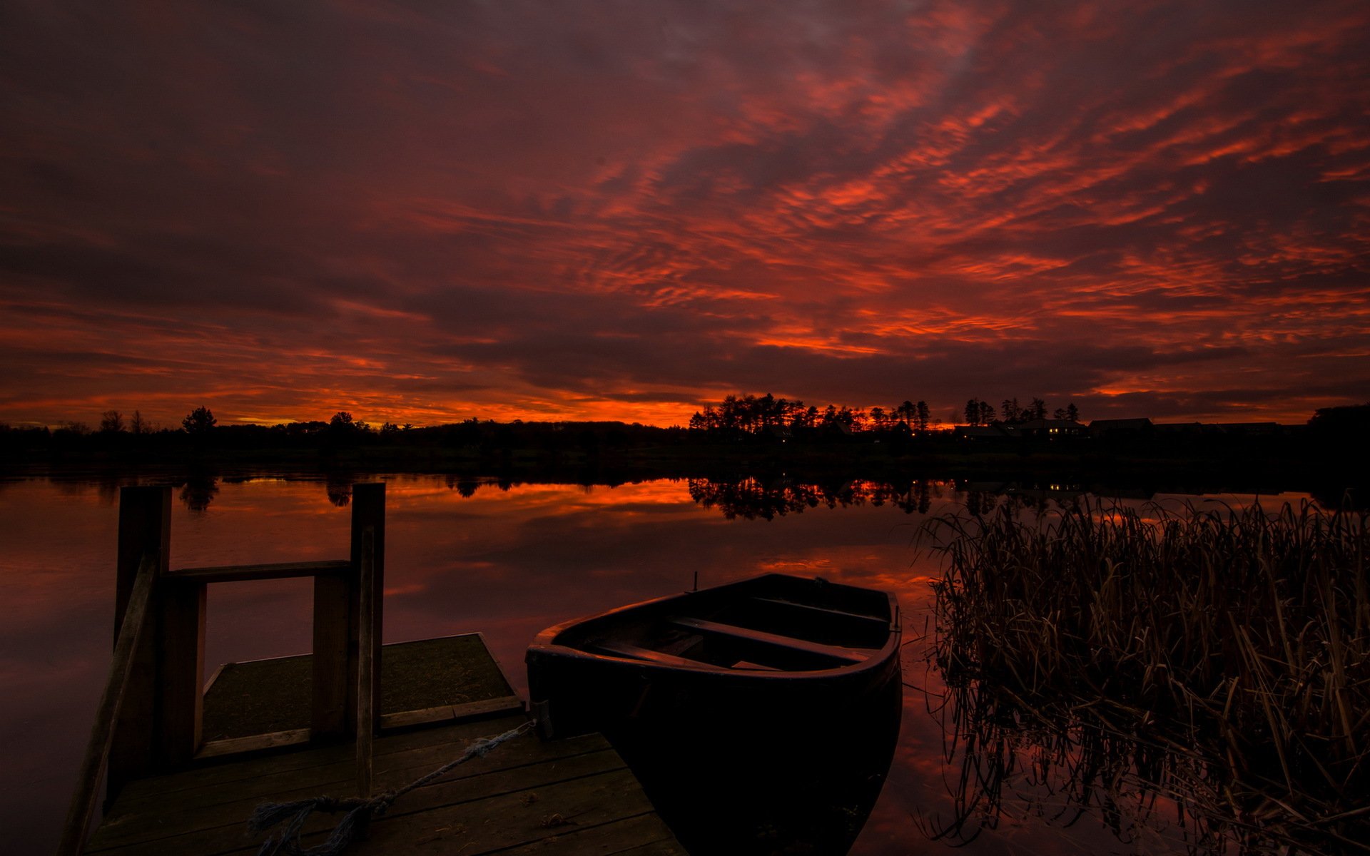 night lake boat