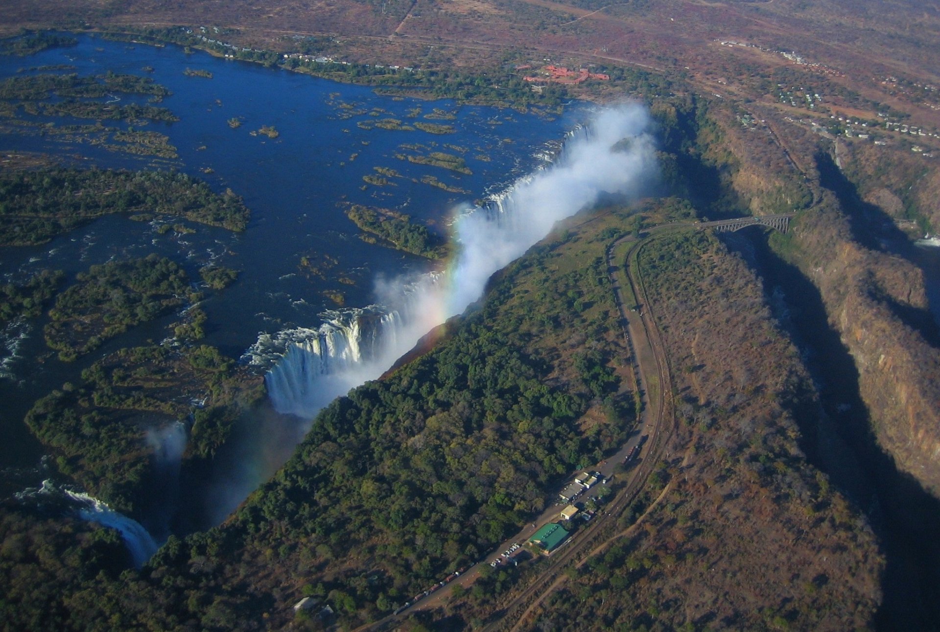 afrika land knick fluss wasserfall bäume straße brücke pausen autobahnen brücken