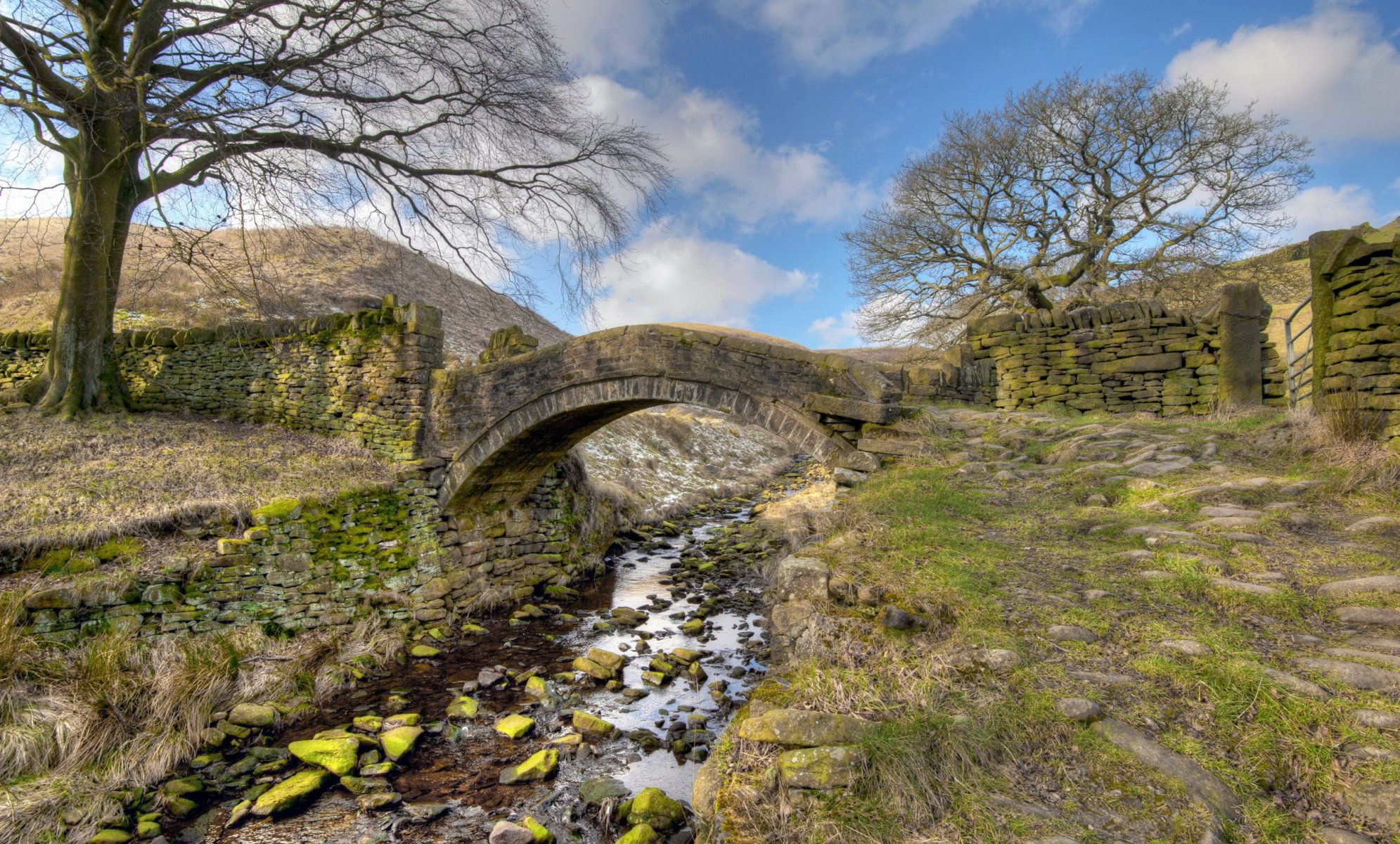 brücke fluss feld landschaft