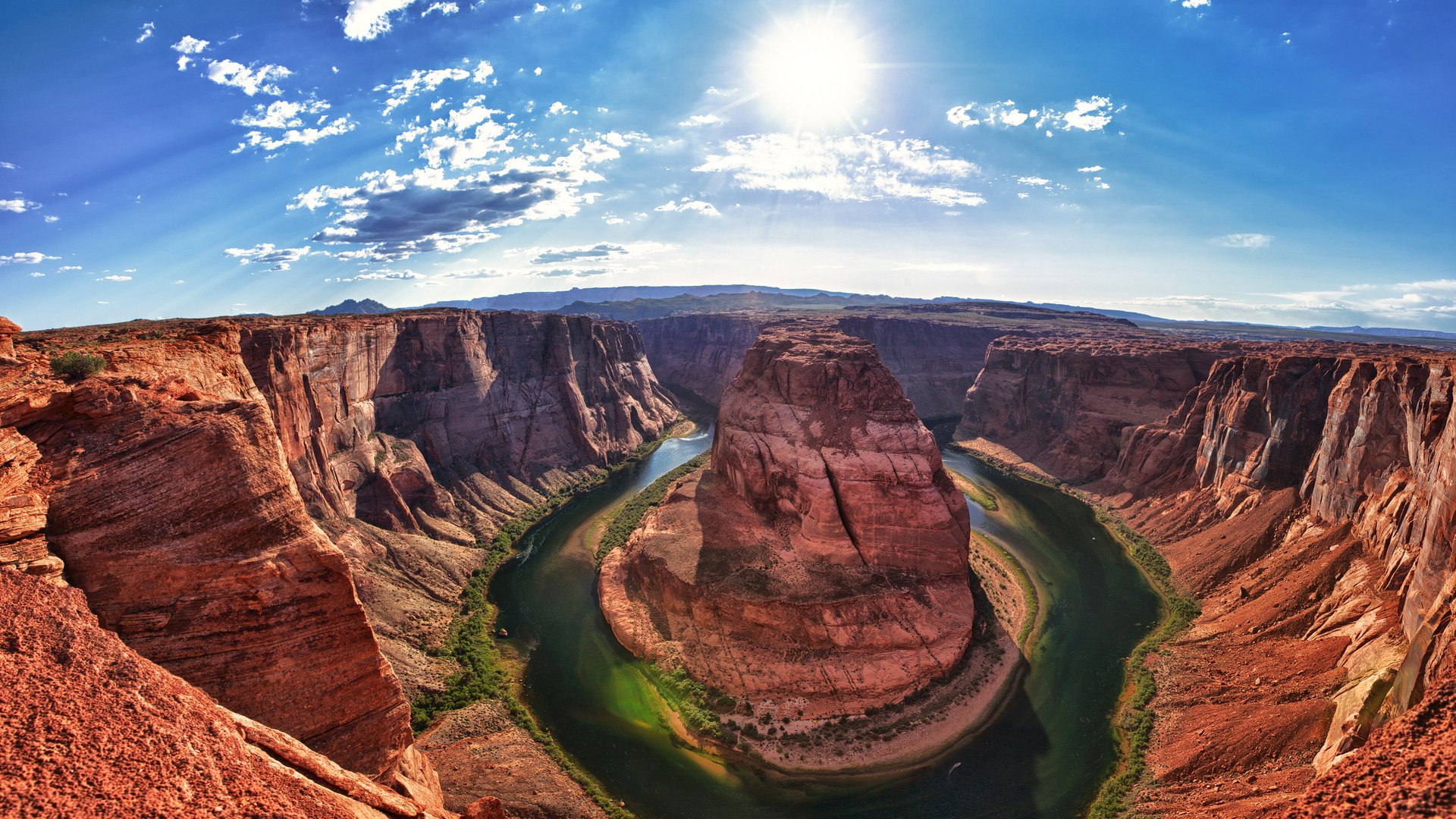 grand canyon arizona rivière états-unis rivière colorado vert soleil lumière