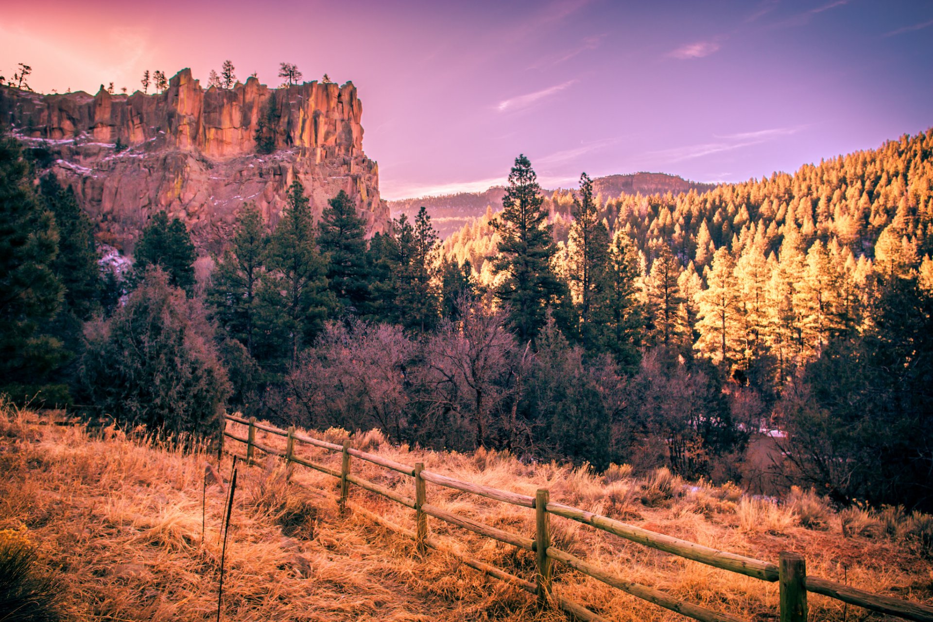 united states mountain forest road fence