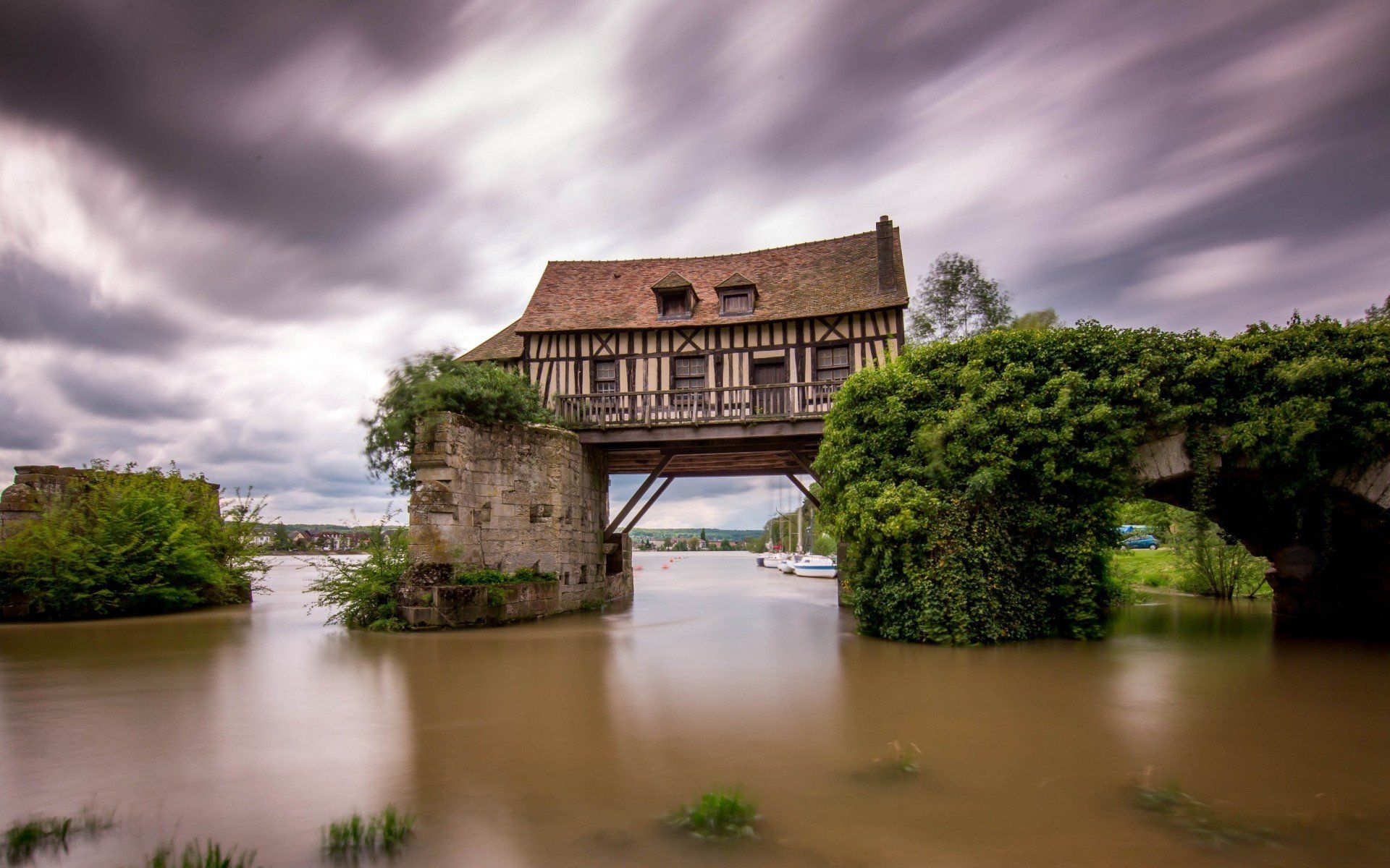 frankreich vernon haus brücke fluss natur foto