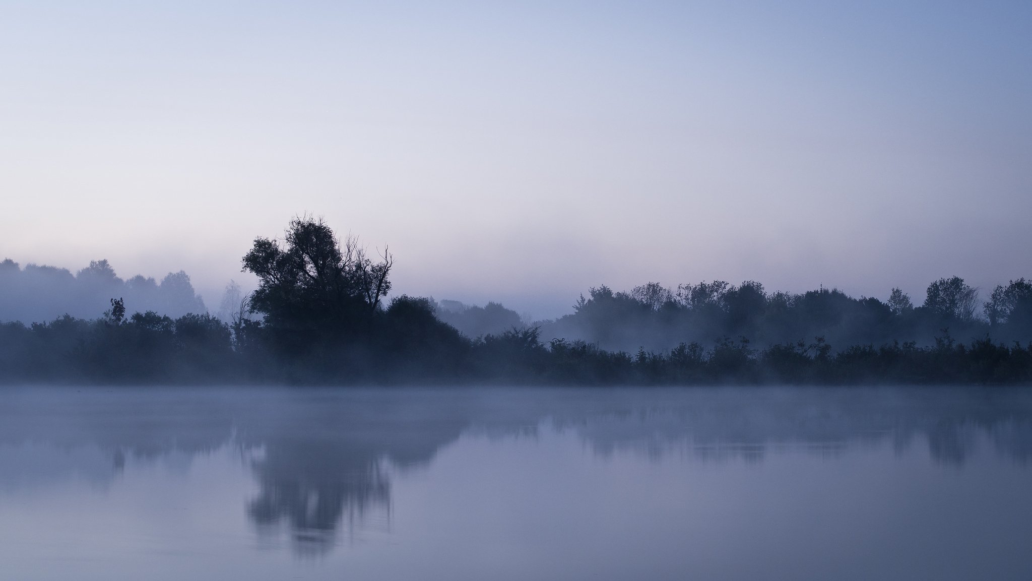 fluss nebel nacht landschaft