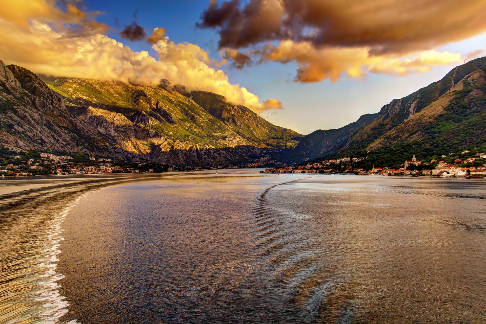 montenegro sea mountain coast town nature photo