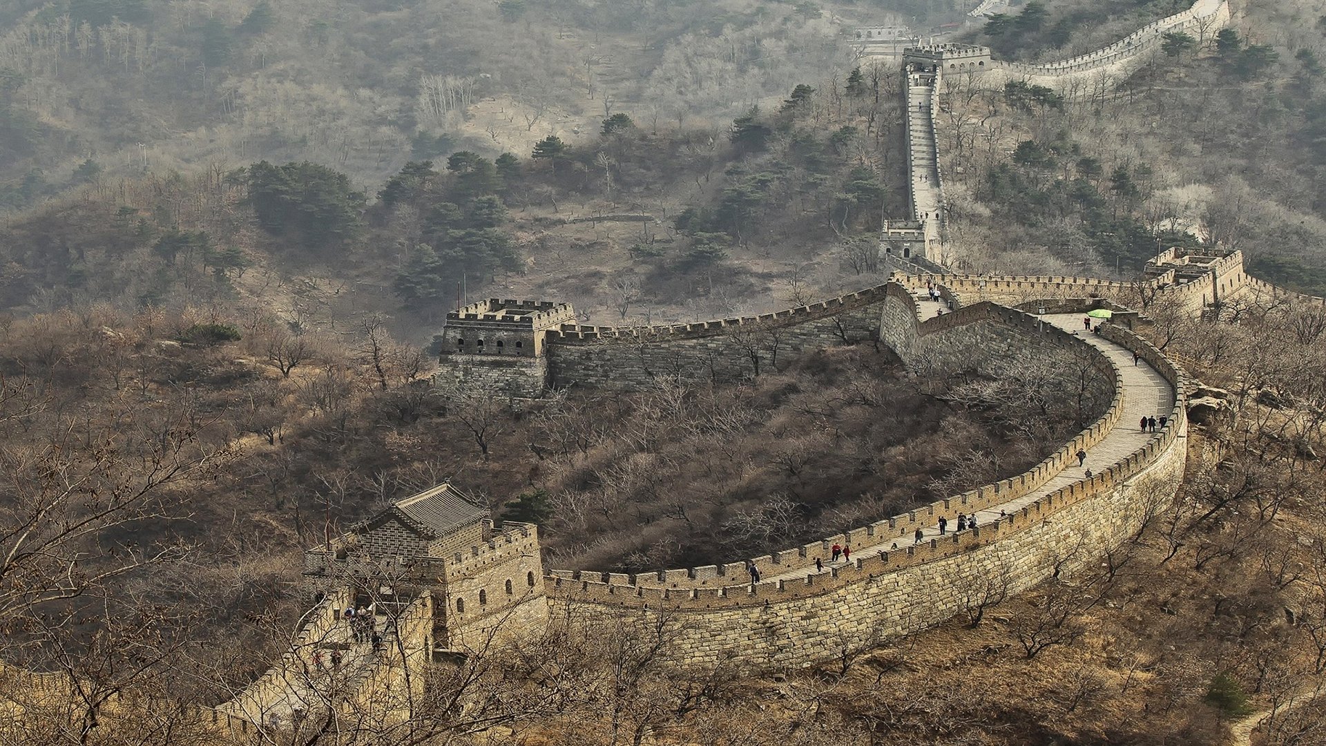 cina montagne alberi torre grande muraglia cinese