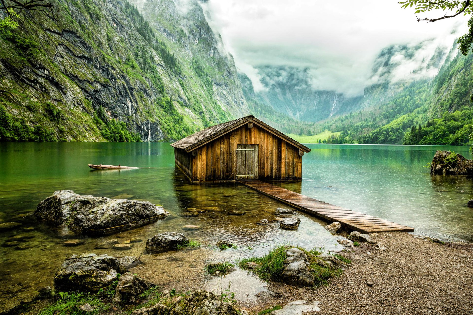 obersee bawaria niemcy jezioro góry domek hangar