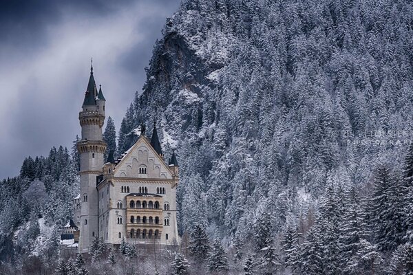 A castle on a snowy mountain. Germany