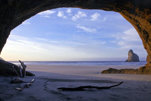 Beautiful sunset on the beach in New Zealand