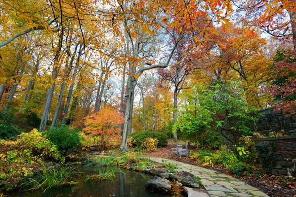 Estanque de otoño en la Plaza de los Estados Unidos