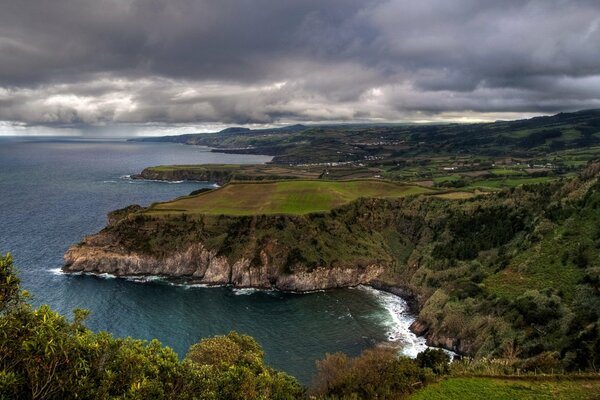 Fog over the coast of Spain, beautiful view