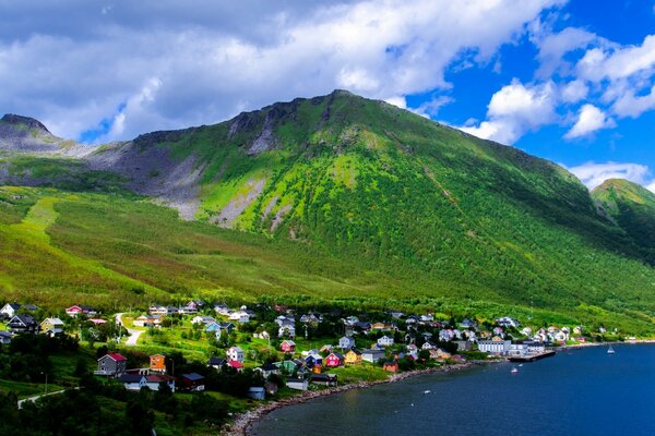 Die grünen Hügel von Norwegen. Meerbusen