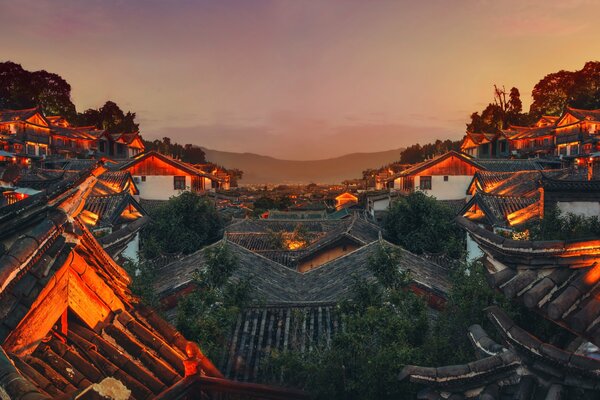 Luces nocturnas de la ciudad en China