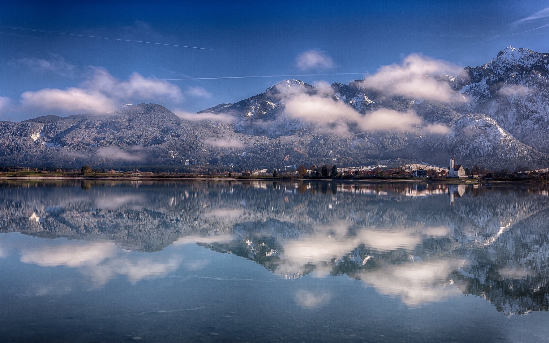 lago forgensee baviera alemania alpes lago forgensee montañas reflexión