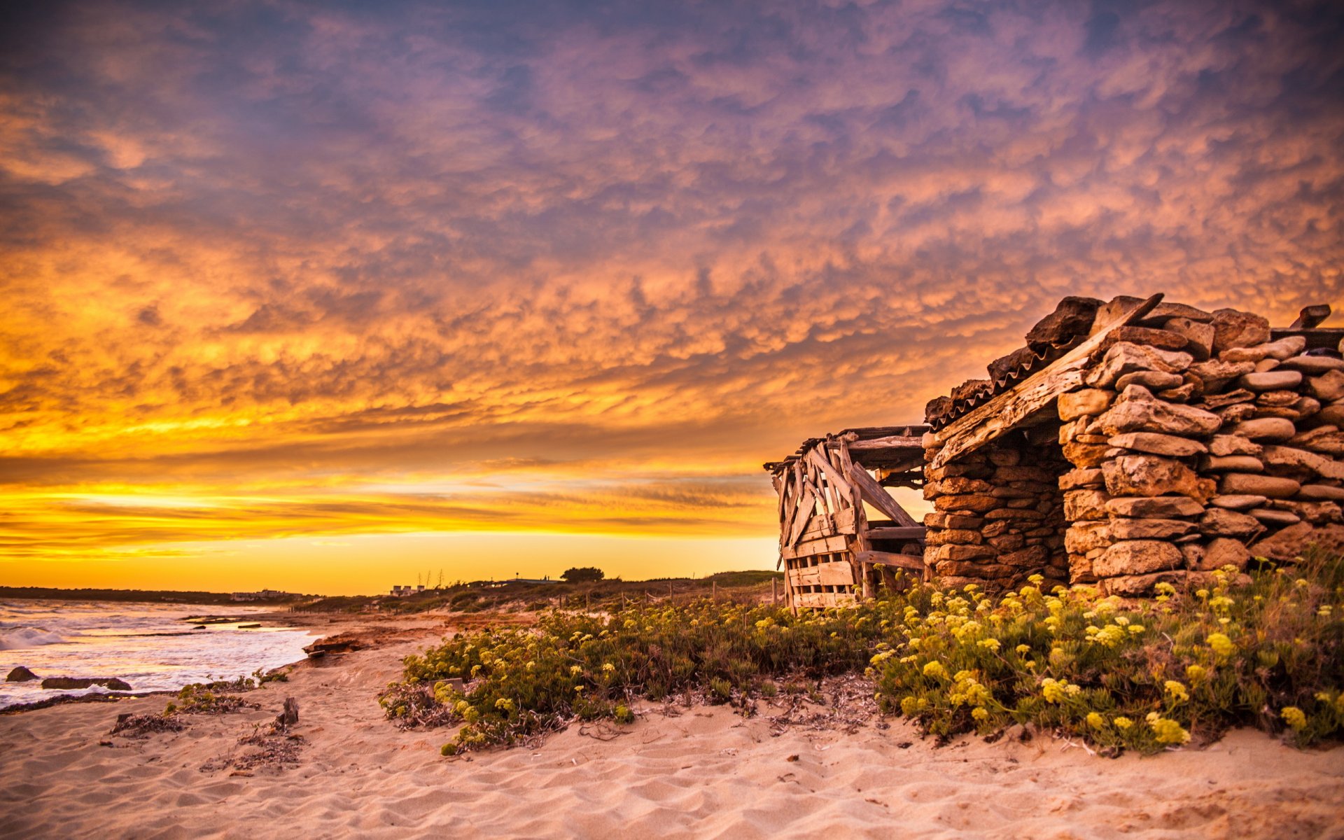 coucher de soleil mer plage paysage