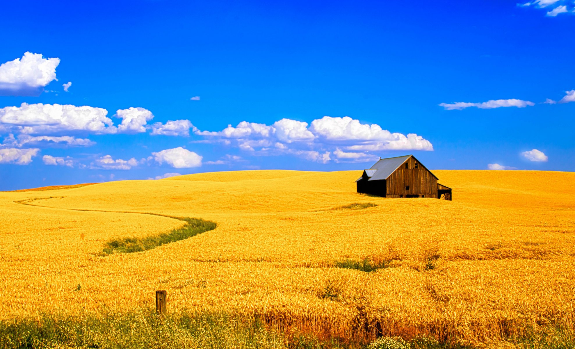 feld weizen haus himmel wolken landschaft