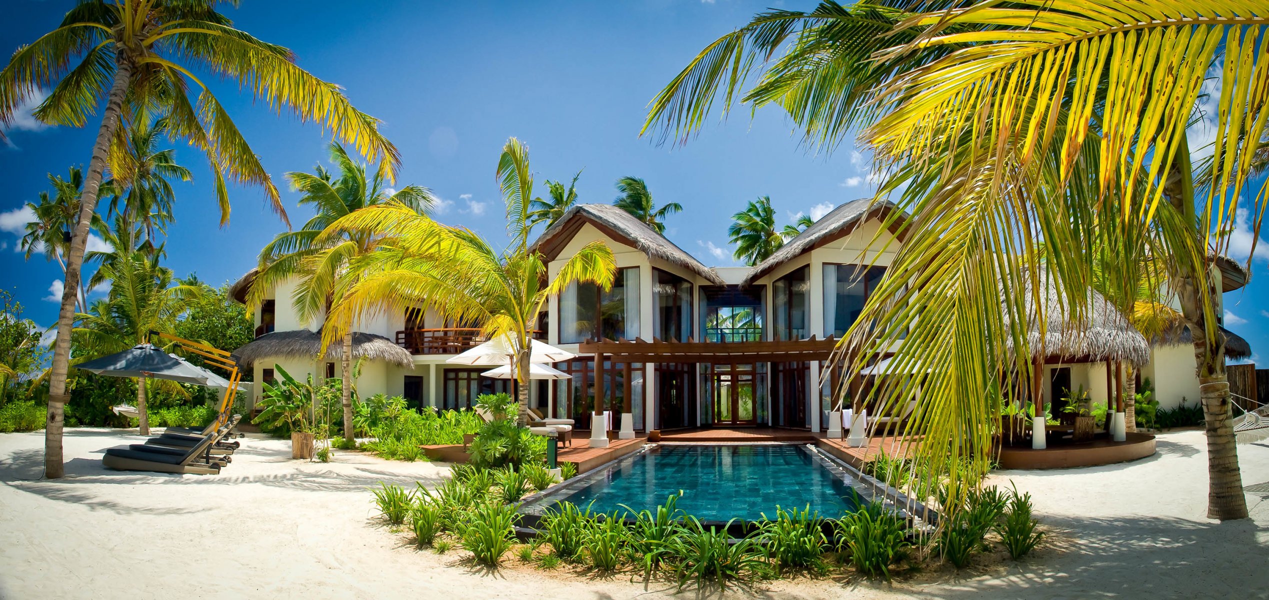 villa palm pool exotic maldive