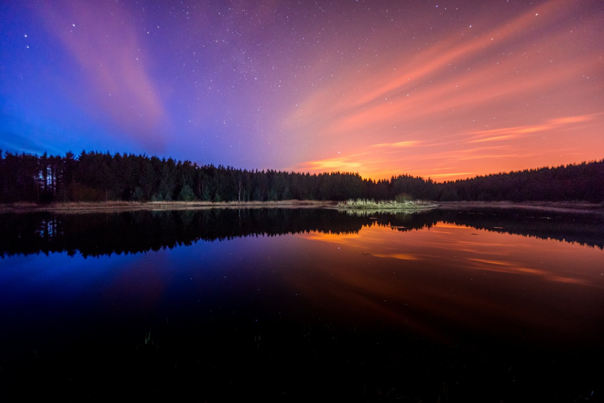 krajobraz natura jezioro woda odbicie drzewa niebo piękno gwiazdy