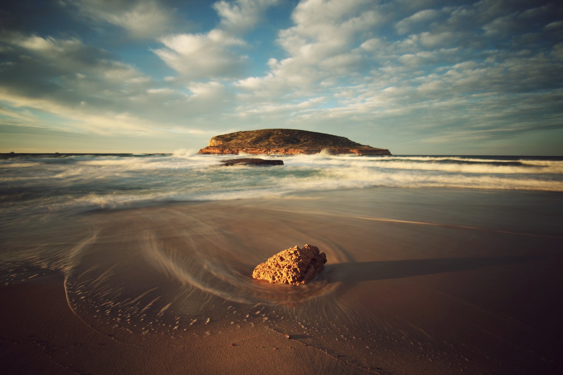 ibiza beach water waves sky landscape sand