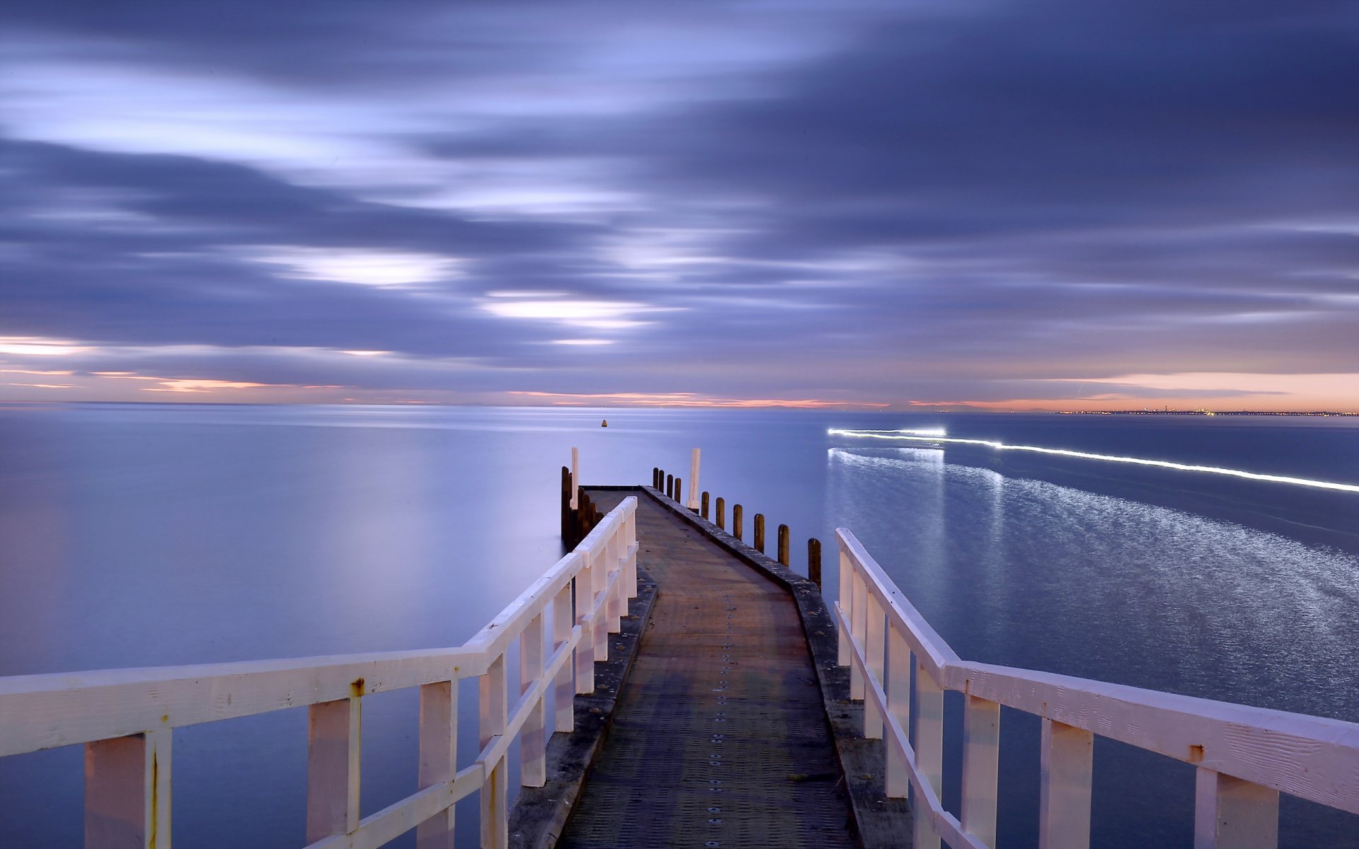 unset sea bridge landscape