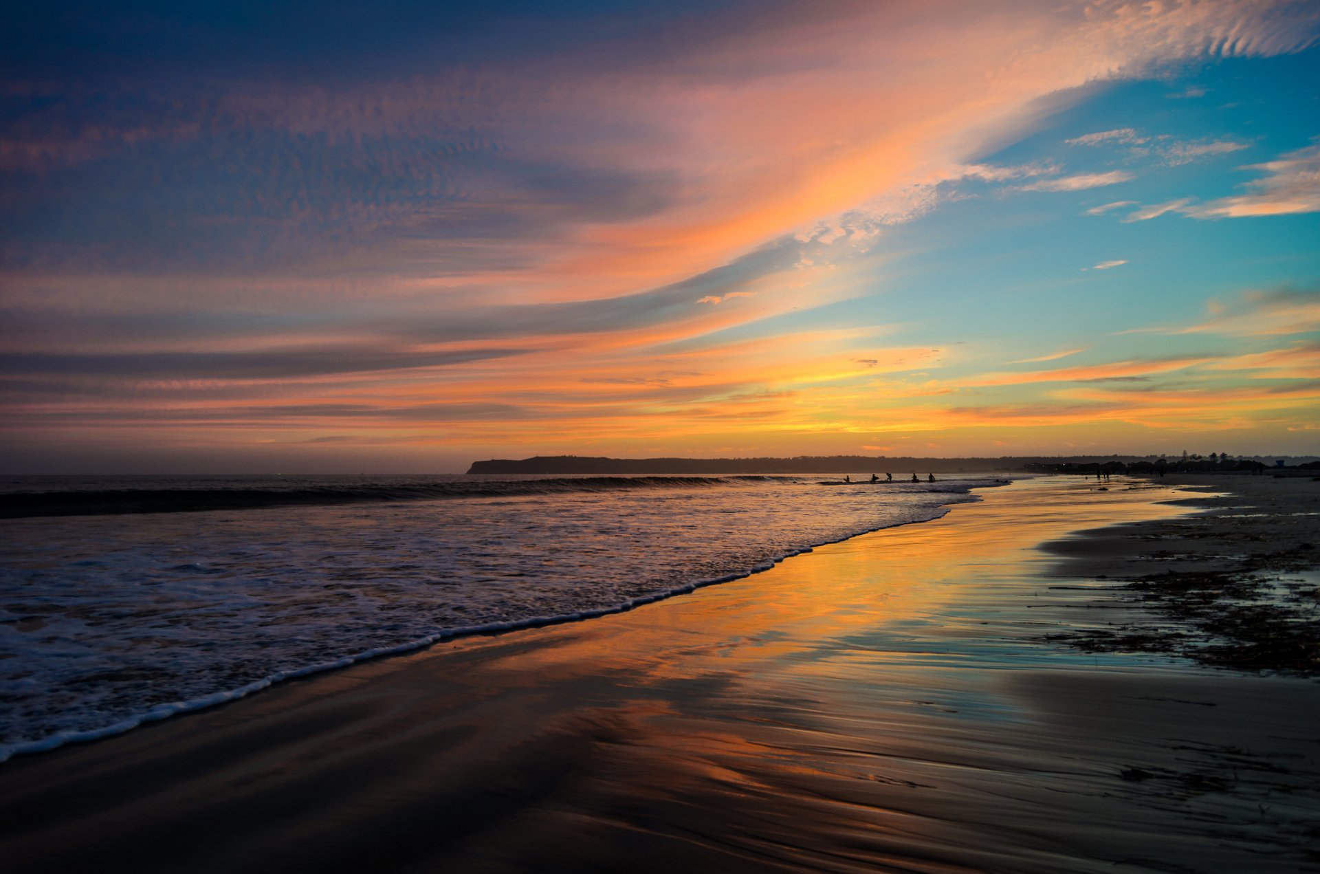 san diego kalifornia plaża piasek zachód słońca ocean