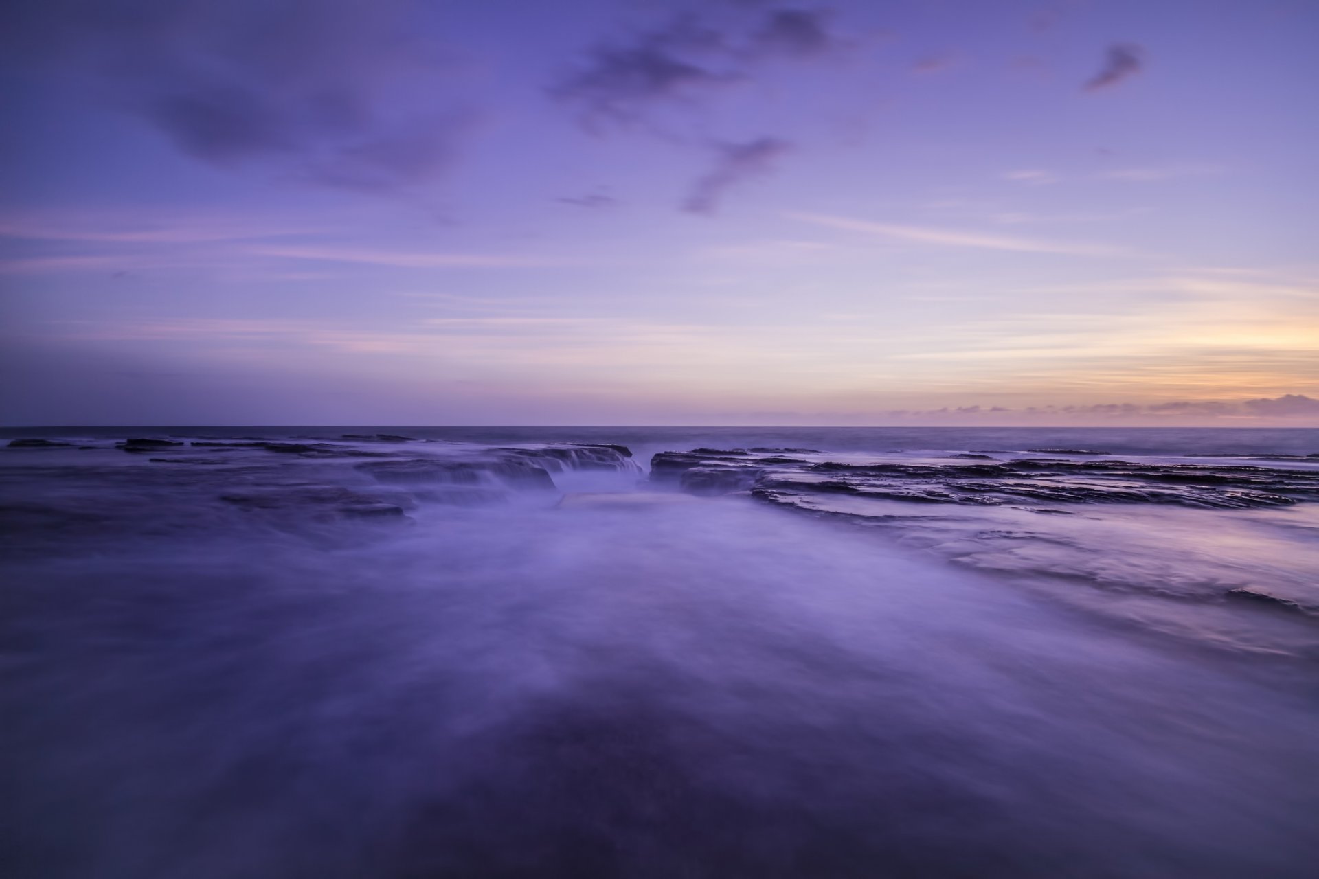 australia gulf lagoon sea beach night sunset lilac sky