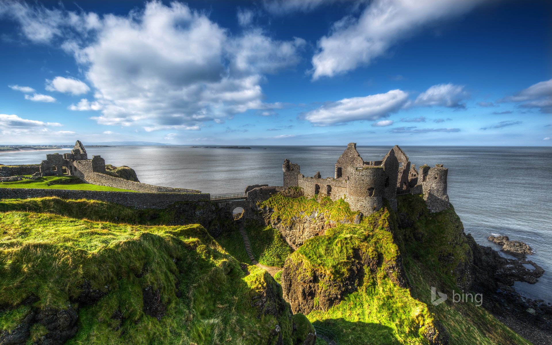 nordirland antrim county dunlus castle himmel meer ruinen ruinen felsen