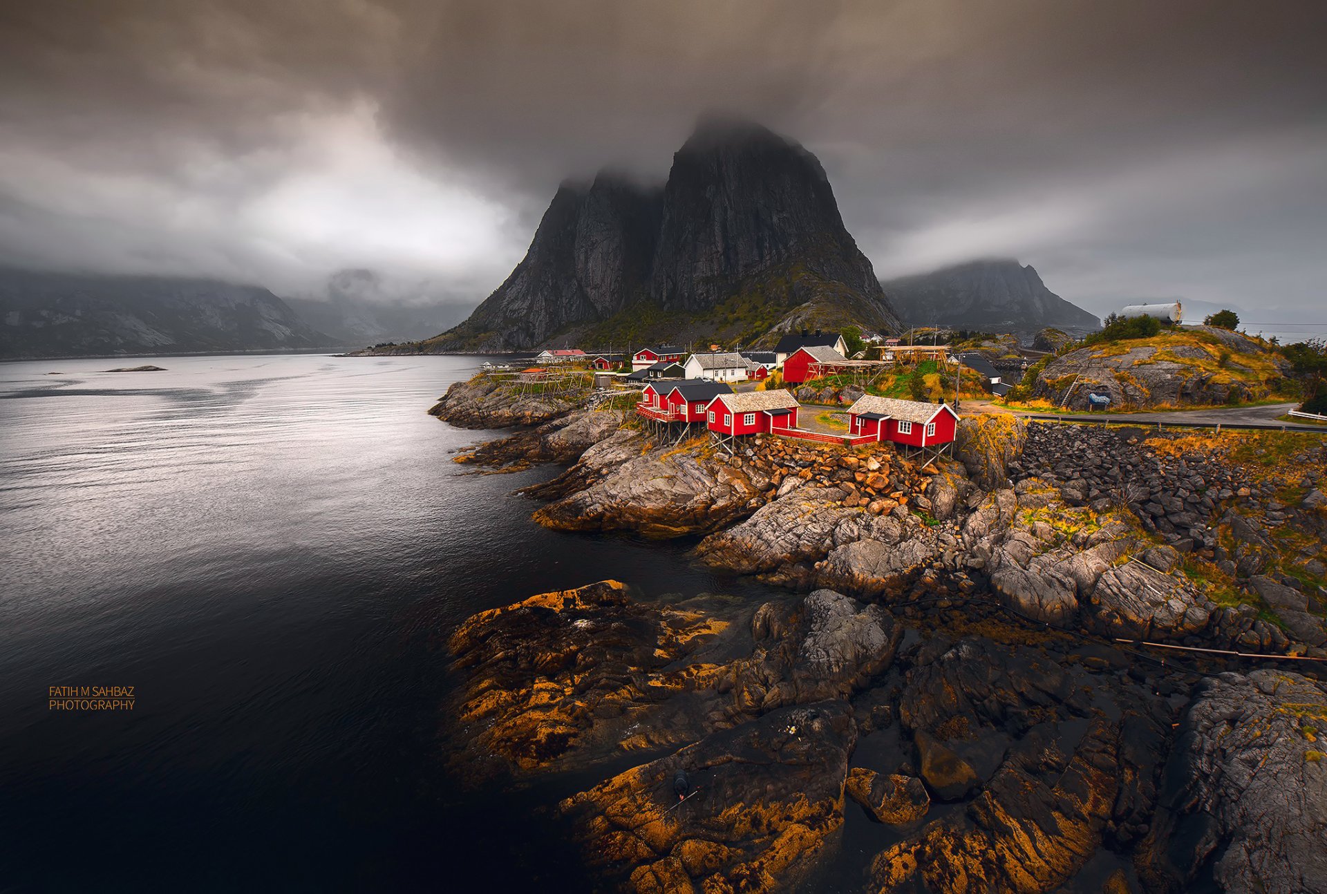 norwegen lofoten-inseln norwegisches meer archipel gemeinde moskenes fülke nurland siedlung stadt berge meer herbst