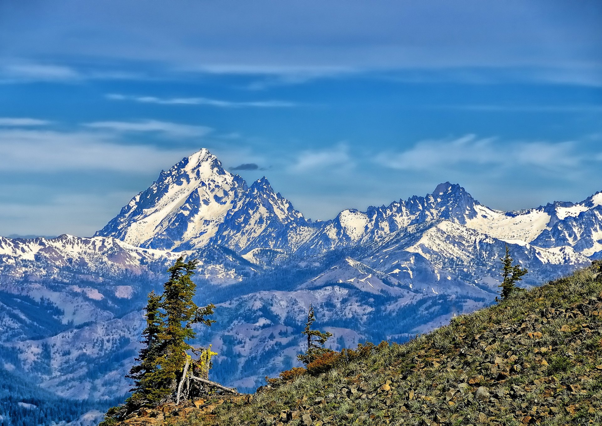 monte stewart washington montañas pendiente árboles picos