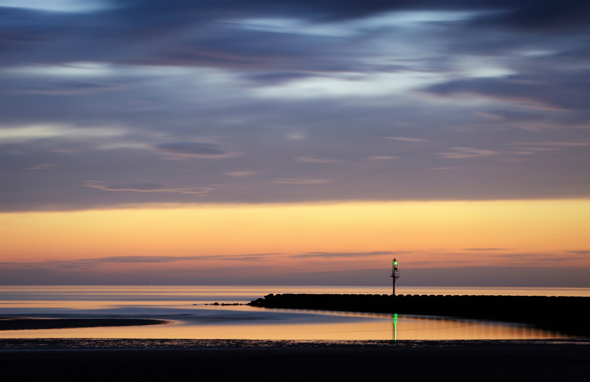 royaume-uni angleterre mer côte côte jetée soir coucher de soleil ciel nuages