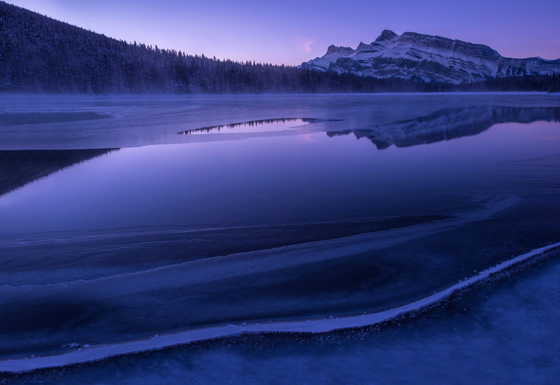 hielo mañana azul bosque mañana lago montañas