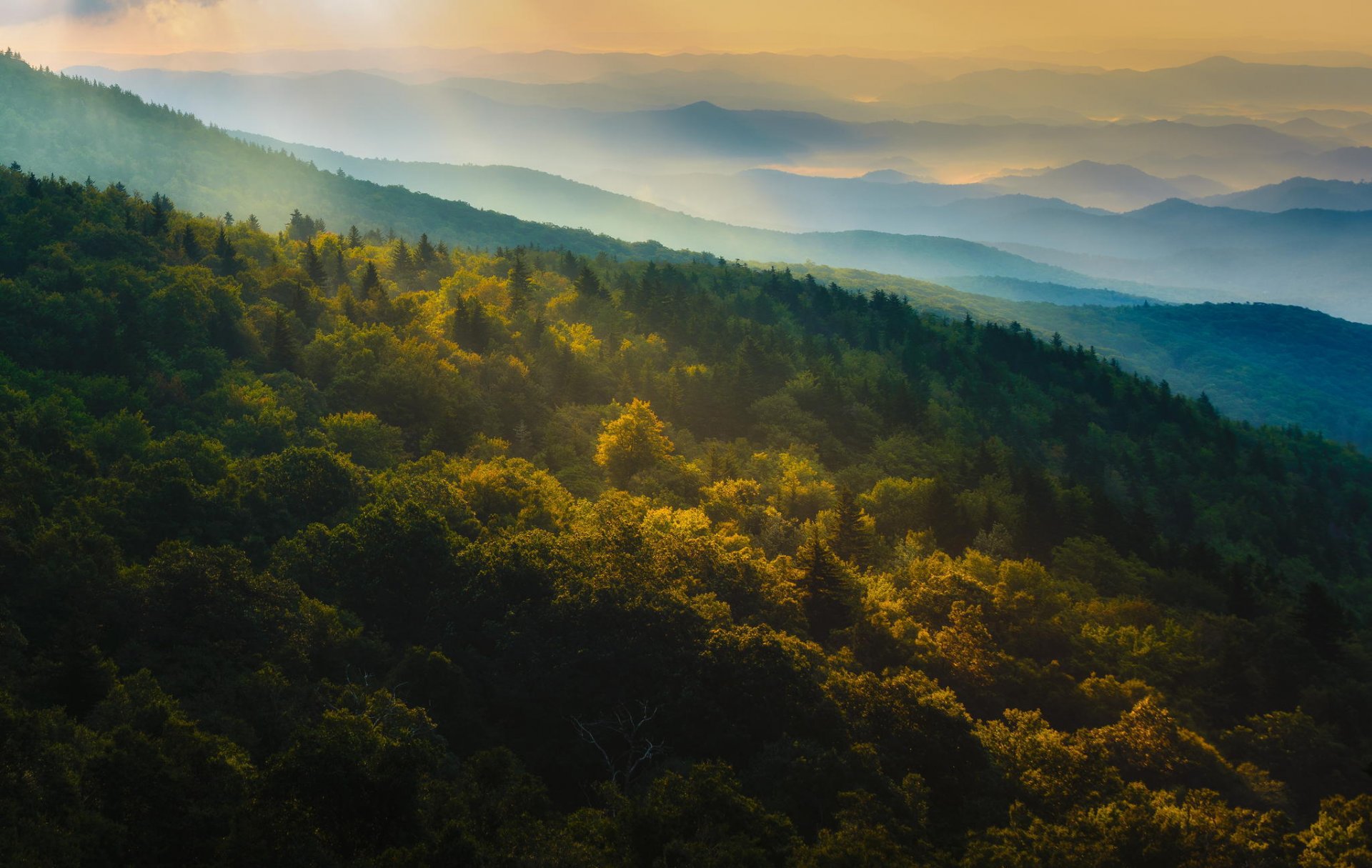 góry las jesień natura panorama świt