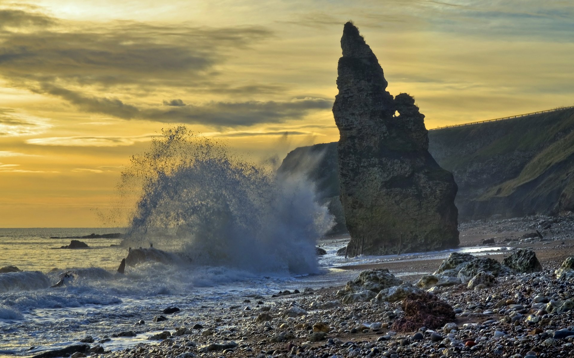 ea rock wave sunset landscape