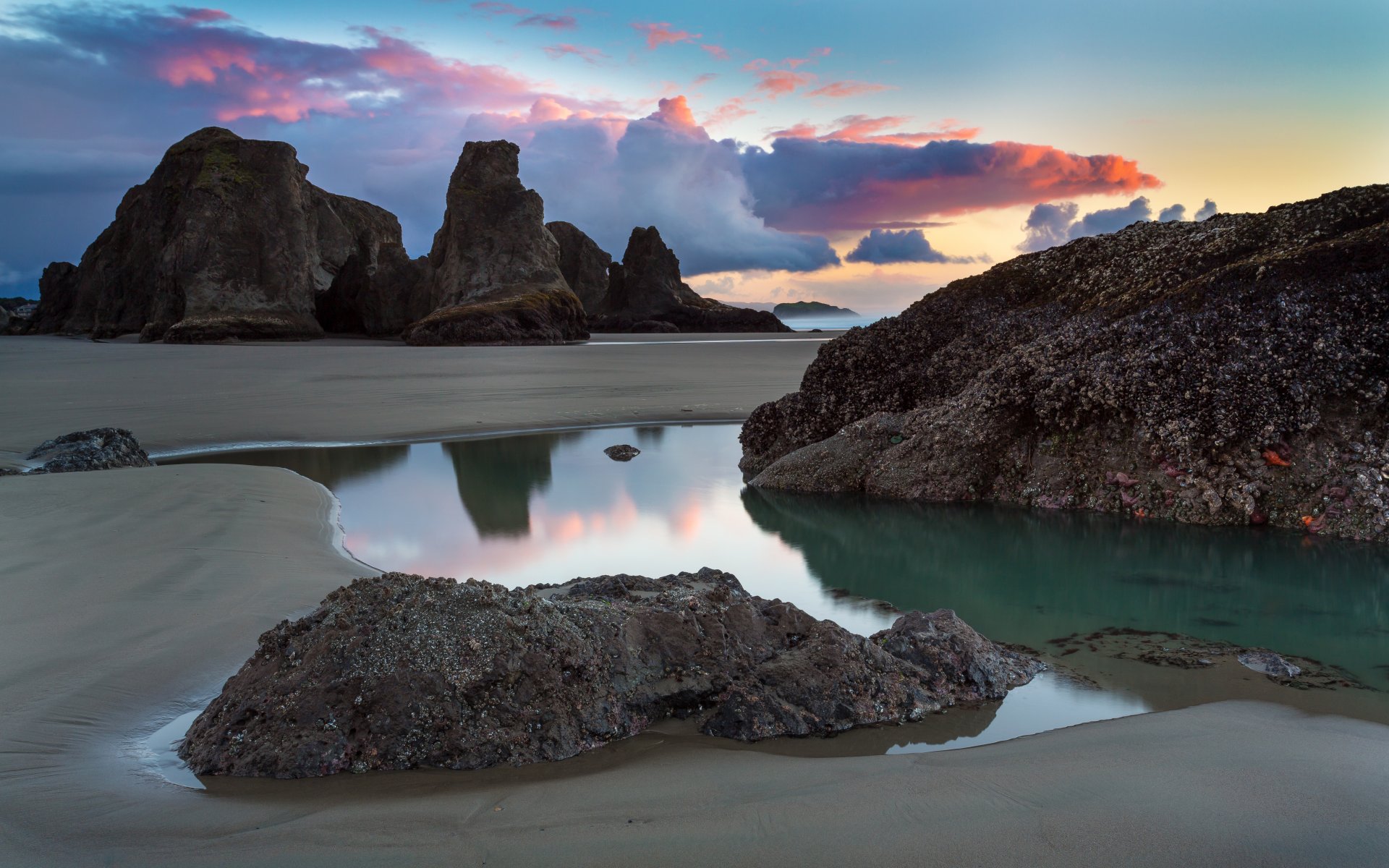 spiaggia in bandon oregon stati uniti rocce spiaggia oceano