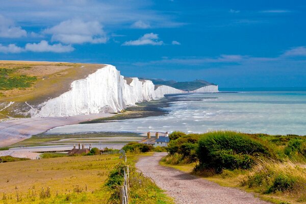 The road to the steep cliffs by the sea