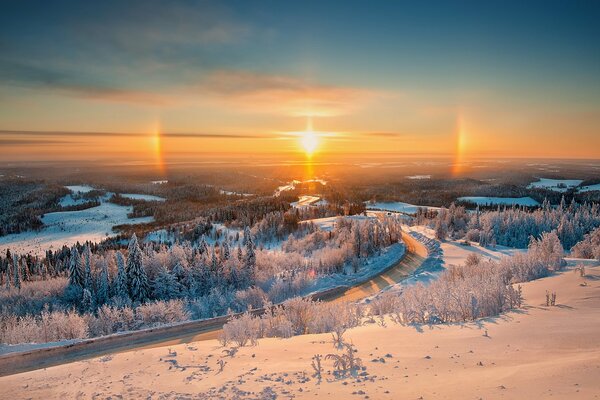 Christmas in Belogorye in the Urals in winter