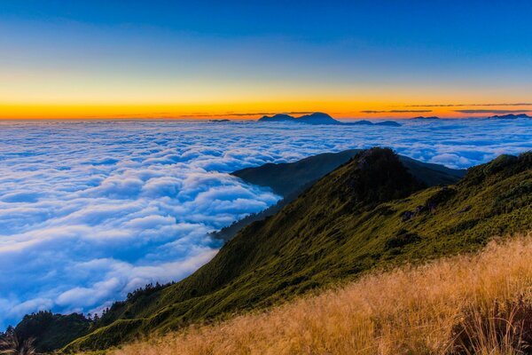 Beautiful mountains on the background of clouds