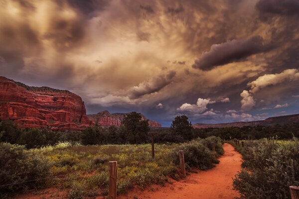 Canyon landscape at sunset