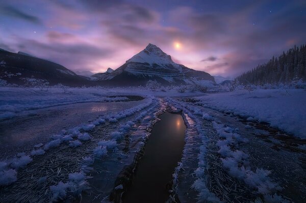 Au milieu des montagnes et de la glace dans le brouillard je te cherche