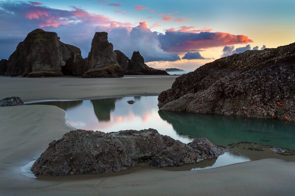 Rocky beach in the ocean