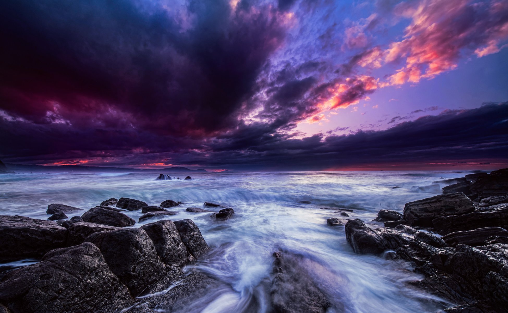 water stones sky clouds light