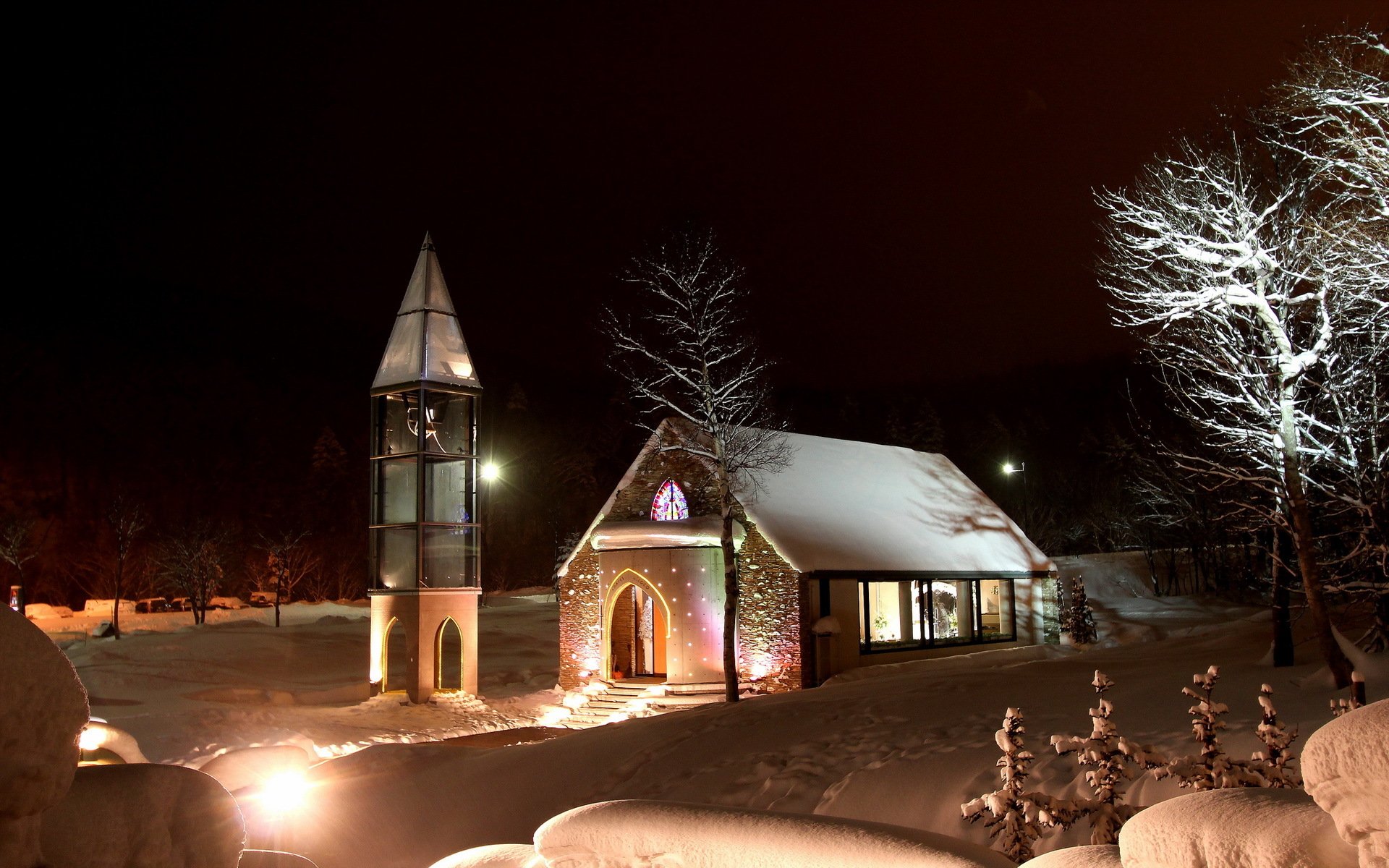 temple night winter