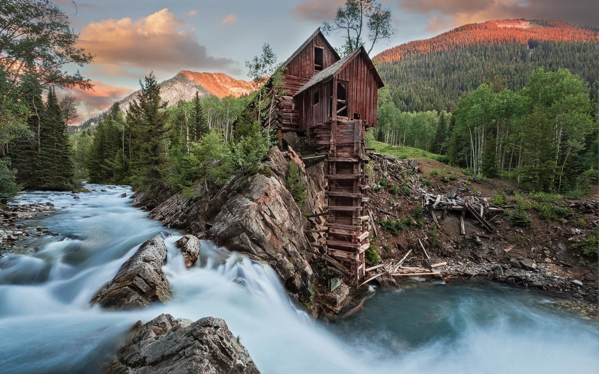 crystal mill sunset landscape