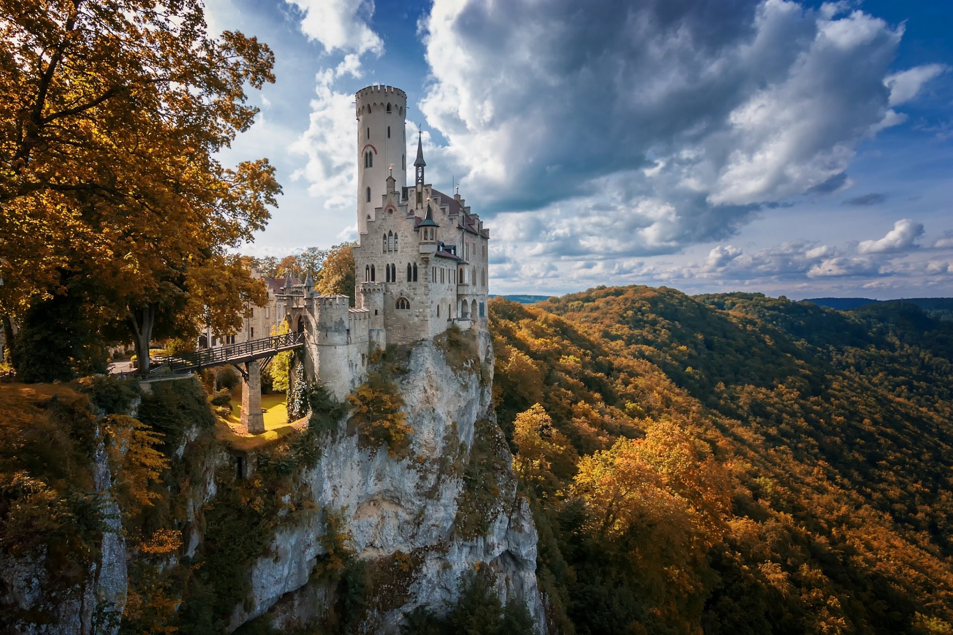 château nature automne arbres rochers