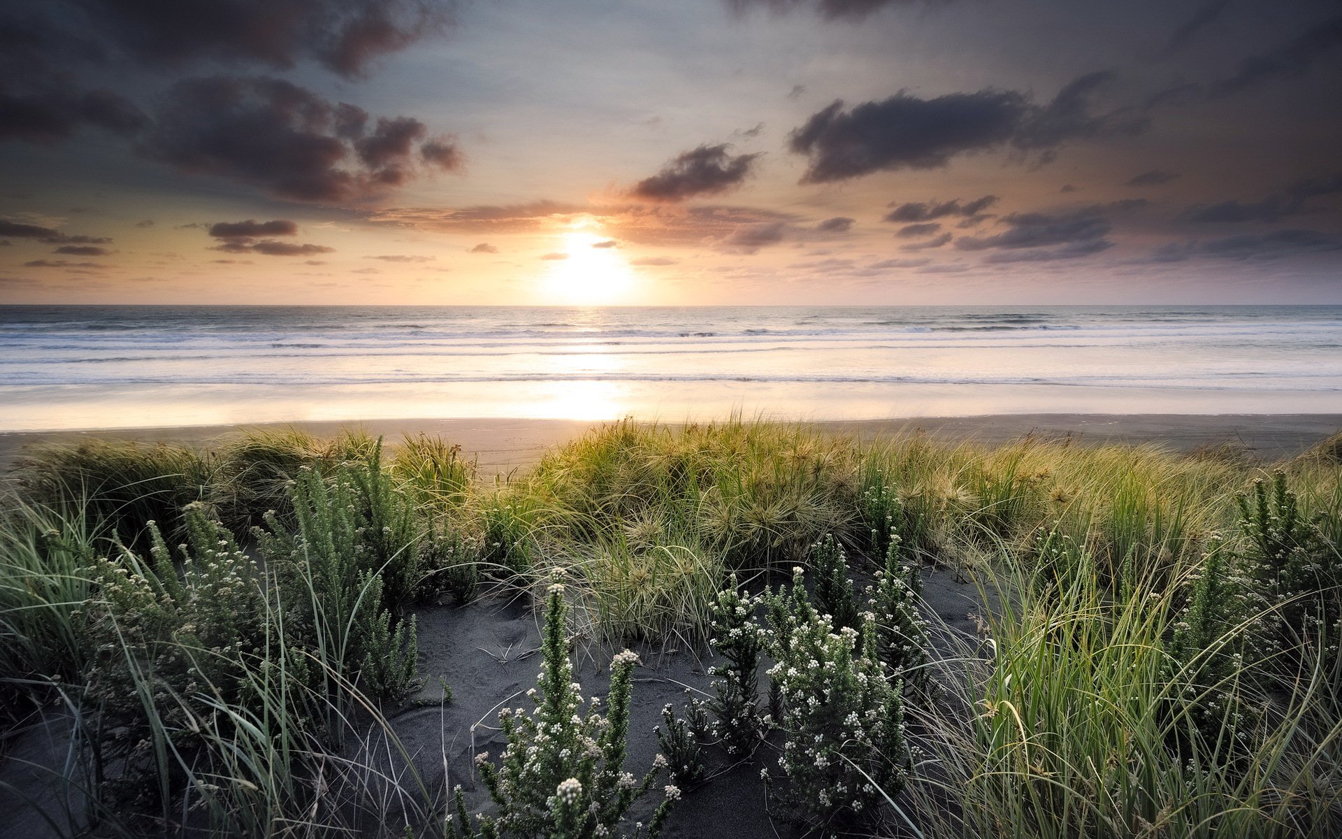 coucher de soleil mer côte paysage