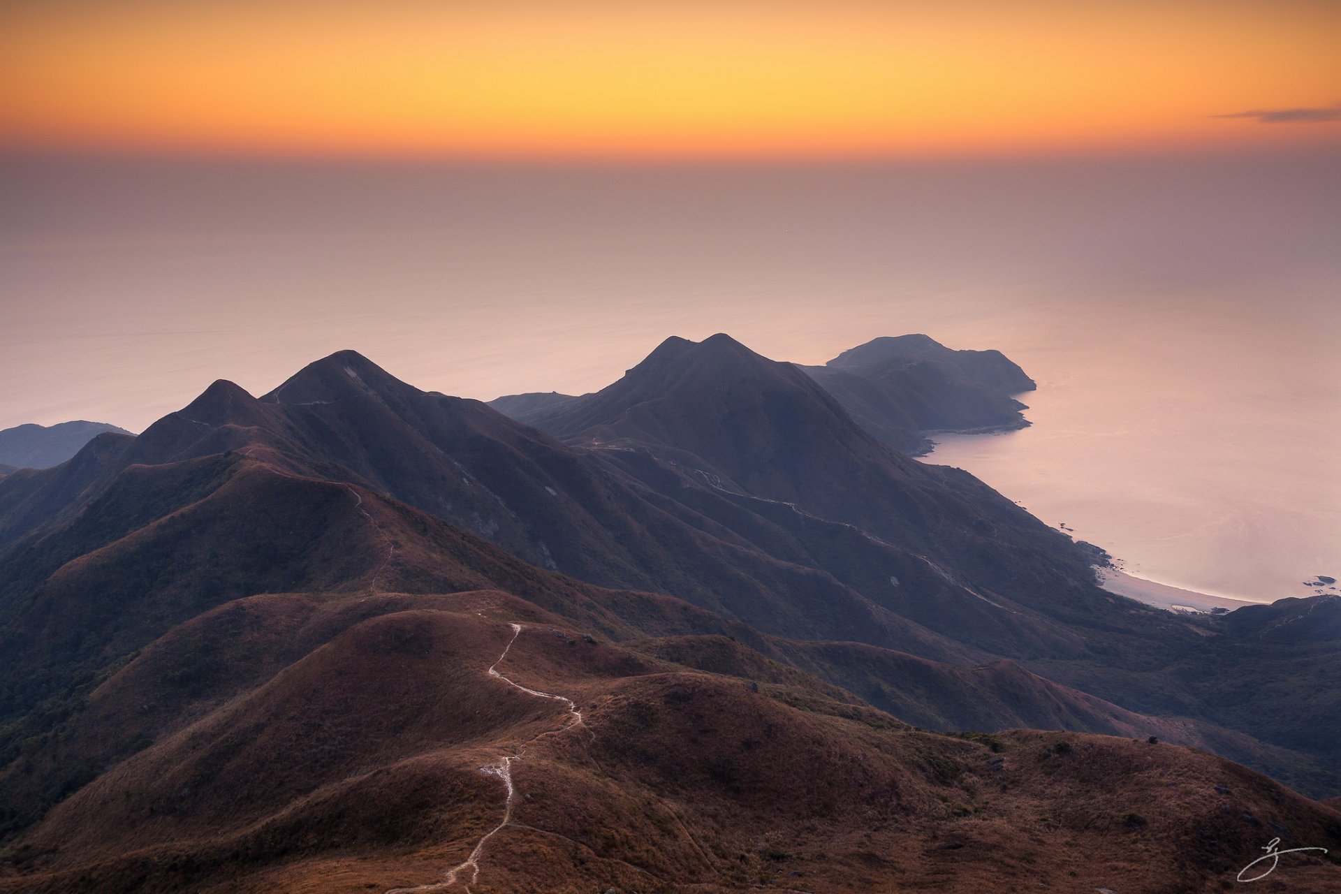 china hong kong sharp peak mountain hills morning